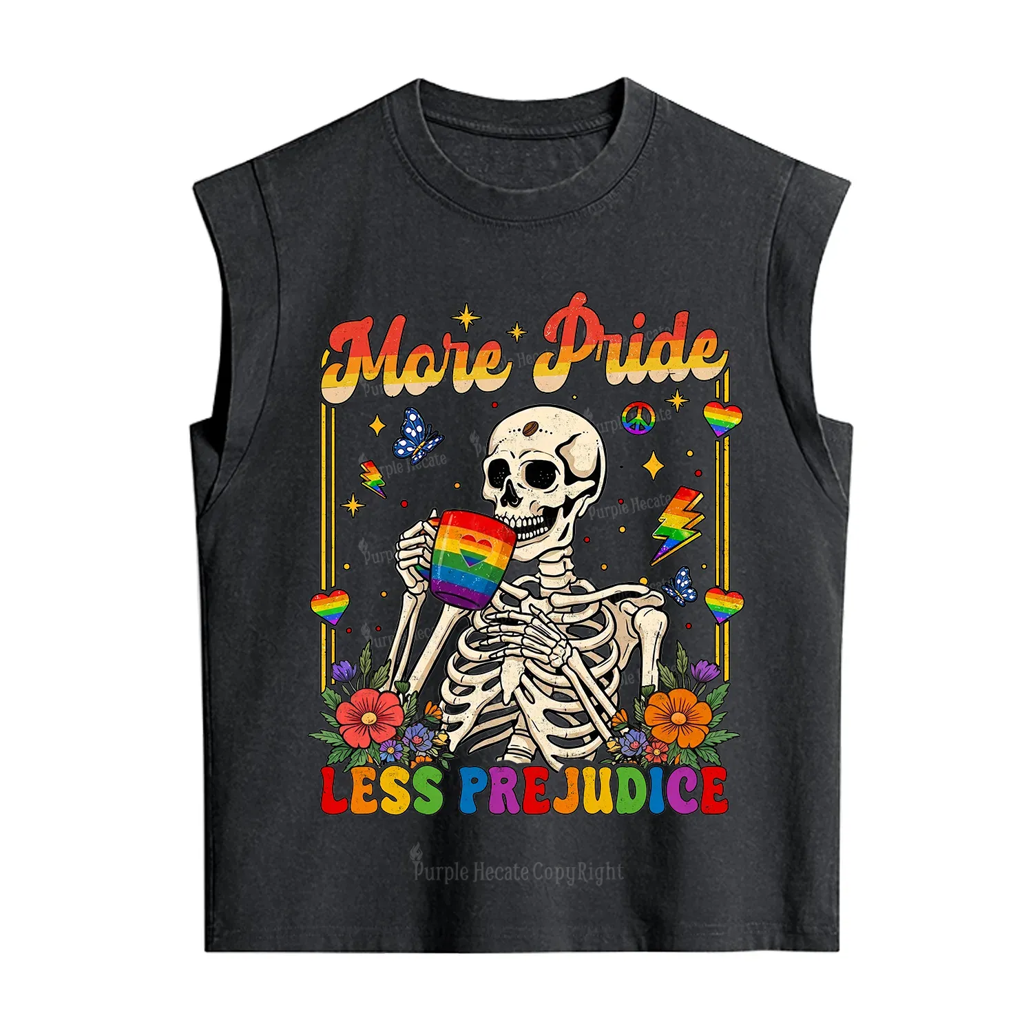 Purplehecate More Pride Less Prejudice Skeleton Vintage Washed Tank
