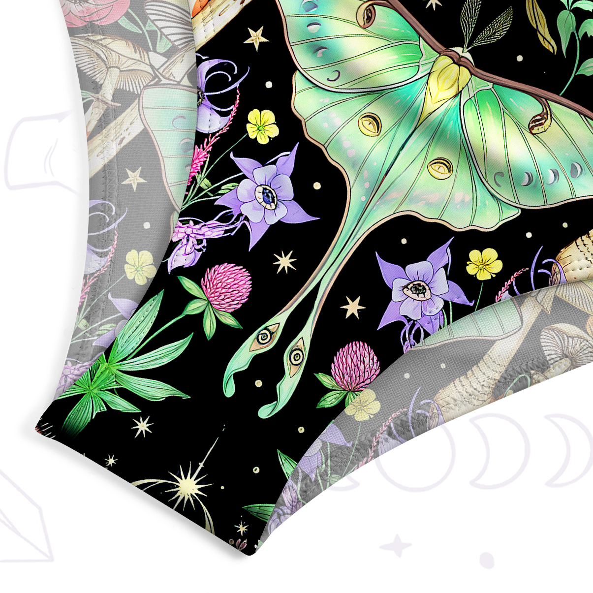 Purplehecate Mystic Lunar Moth Herbal Forest One-Piece Swimsuit