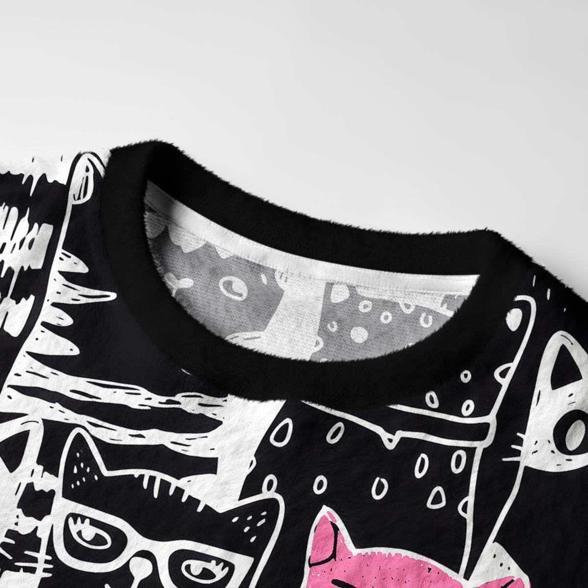Purplehecate Cute Cat All Over Print Fuzzy Ugly Sweatshirt