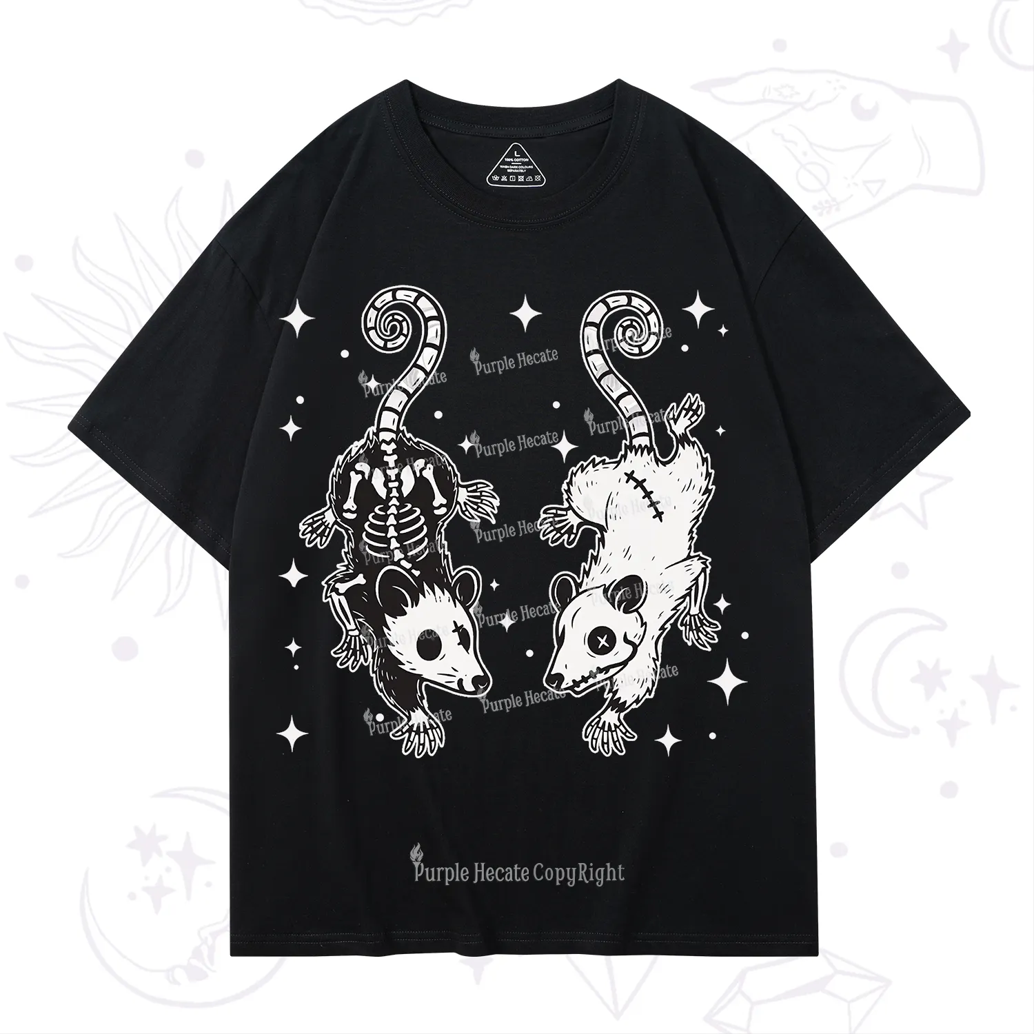 Purplehecate Moonlit Skeleton Rats T-Shirt