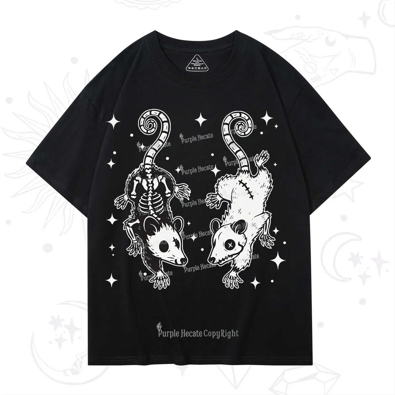 Purplehecate Moonlit Skeleton Rats T-Shirt