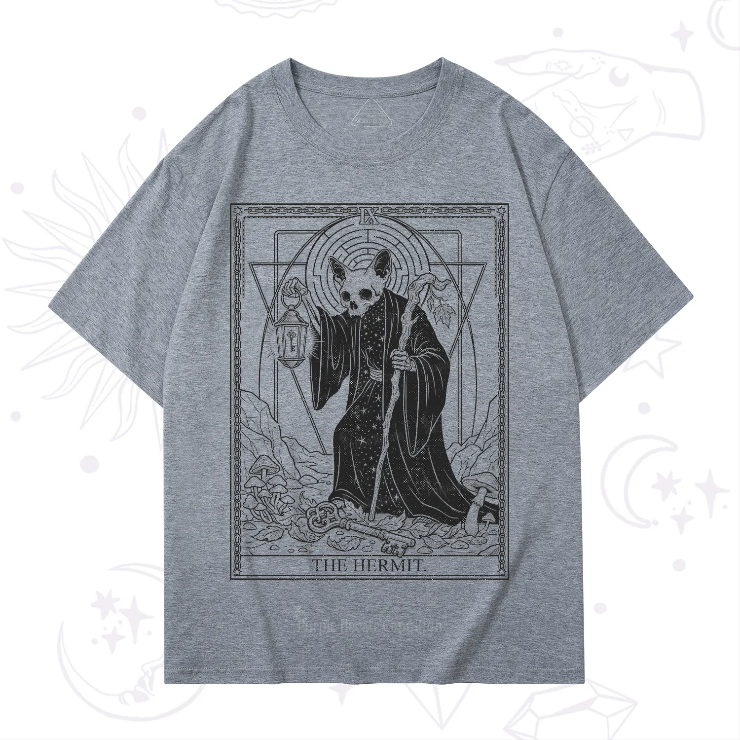 Purplehecate The Hermit Skeleton Cat Tarot T-Shirt