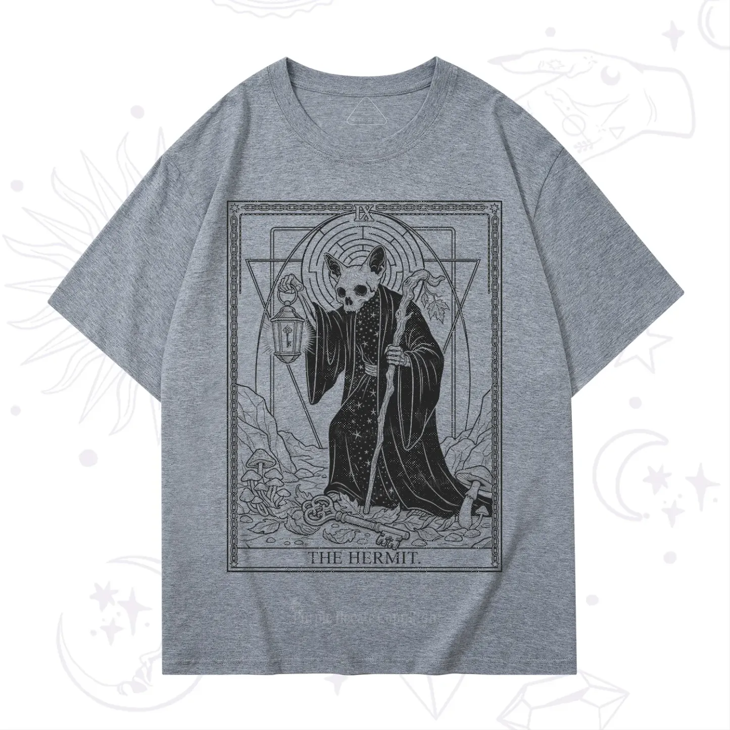 Purplehecate The Hermit Skeleton Cat Tarot T-Shirt