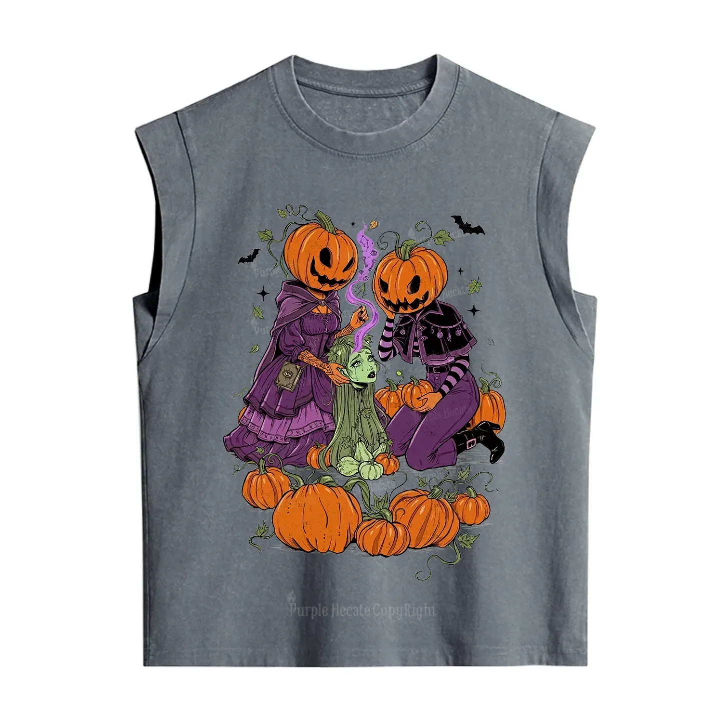 Purplehecate Spooky Witch Pumpkin Patch Vintage Washed Tank