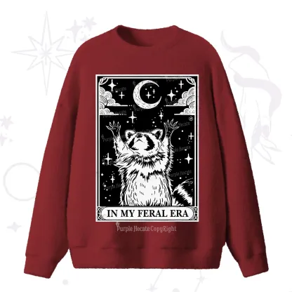 Purplehecate The In My Feral Era Oracle Card Fuzzy Ugly Sweater