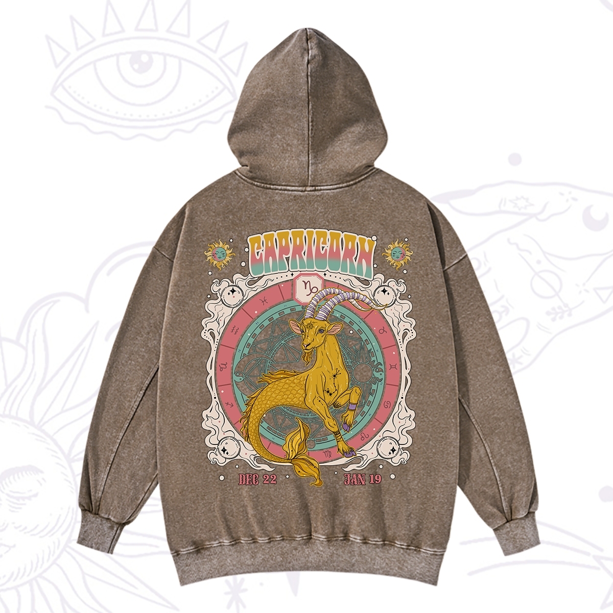 Purplehecate Capricorn Cosmic Zodiac Washed Hoodie