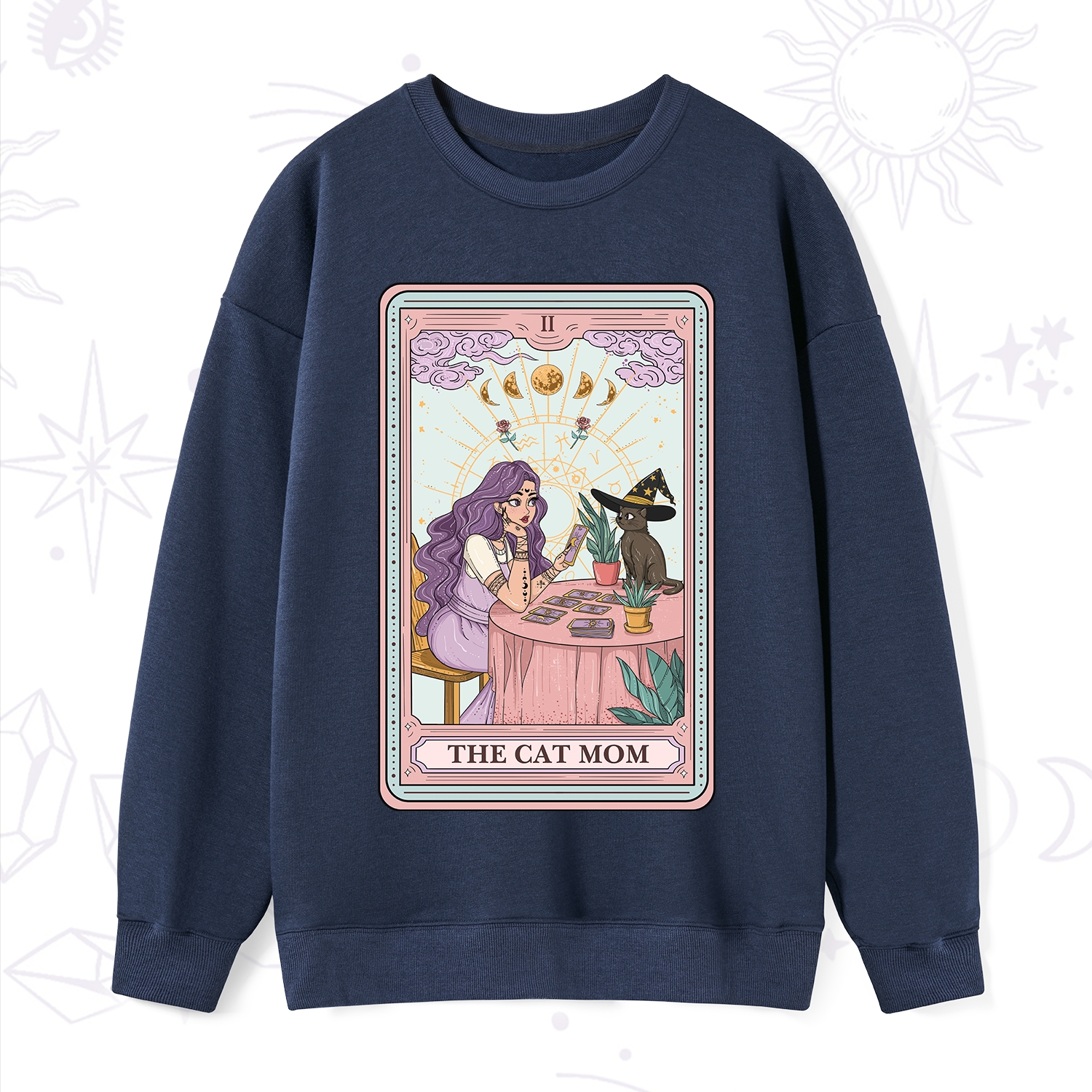 Purplehecate The Witchy Cat Mom Tarot Sweatshirt