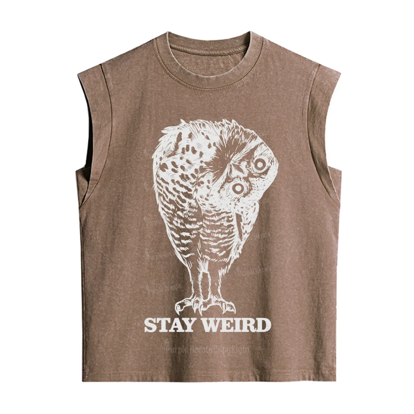 Purplehecate Stay Weird Innocent Owl Vintage Washed Tank