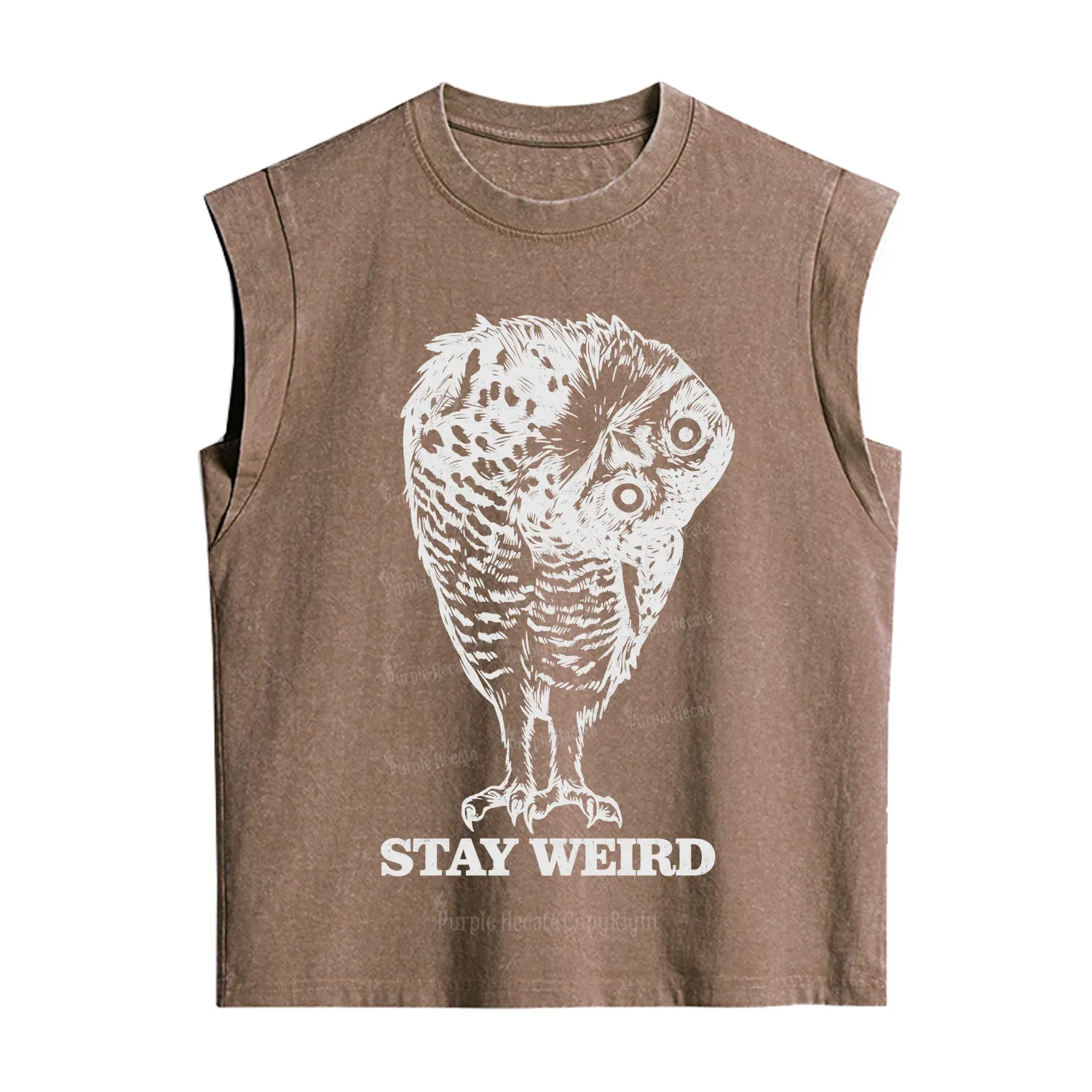 Purplehecate Stay Weird Innocent Owl Vintage Washed Tank
