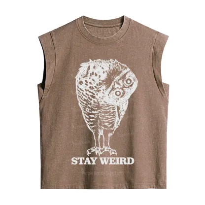 Purplehecate Stay Weird Innocent Owl Vintage Washed Tank