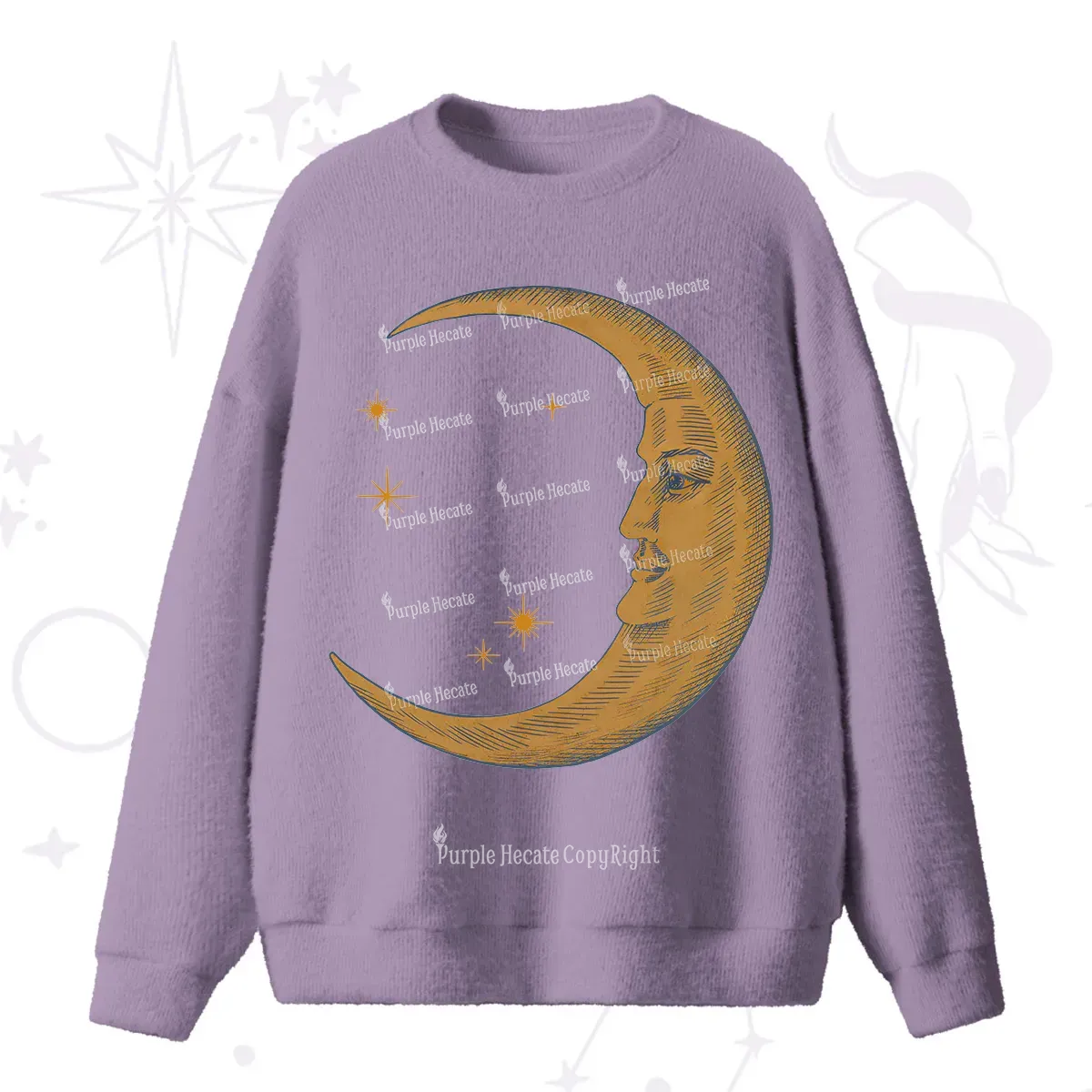 Purplehecate Celestial Moon Fuzzy Ugly Sweater