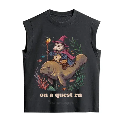 Purplehecate Opossum Wizard on Sea Quest Vintage Washed Tank
