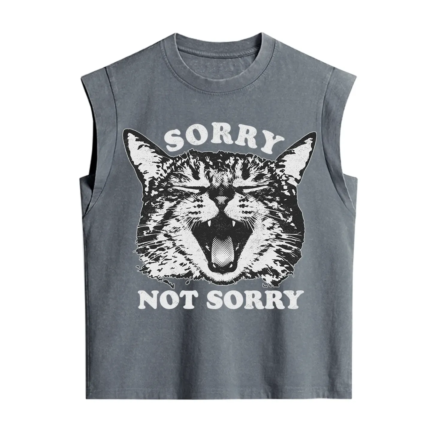 Purplehecate Sorry Not Sorry Funny Cat Vintage Washed Tank
