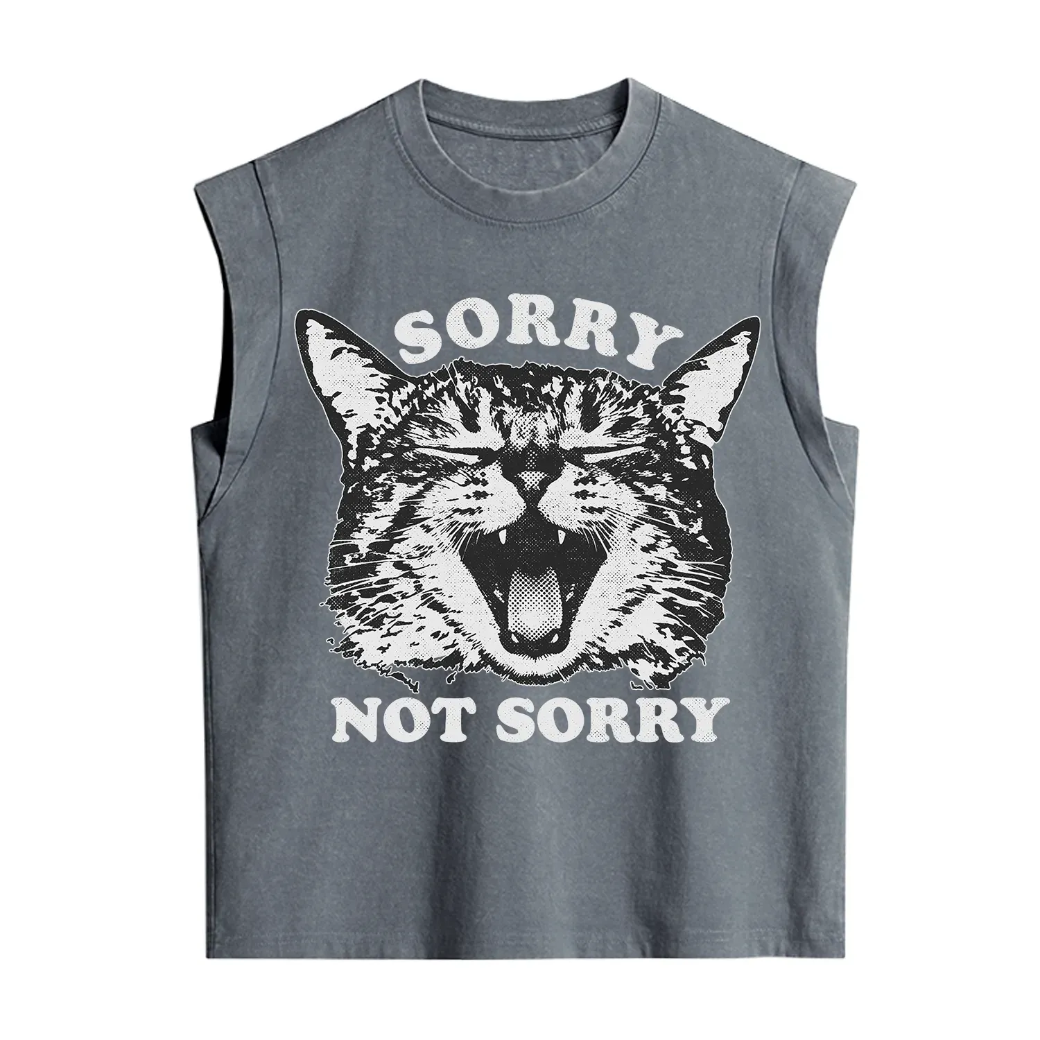 Purplehecate Sorry Not Sorry Funny Cat Vintage Washed Tank