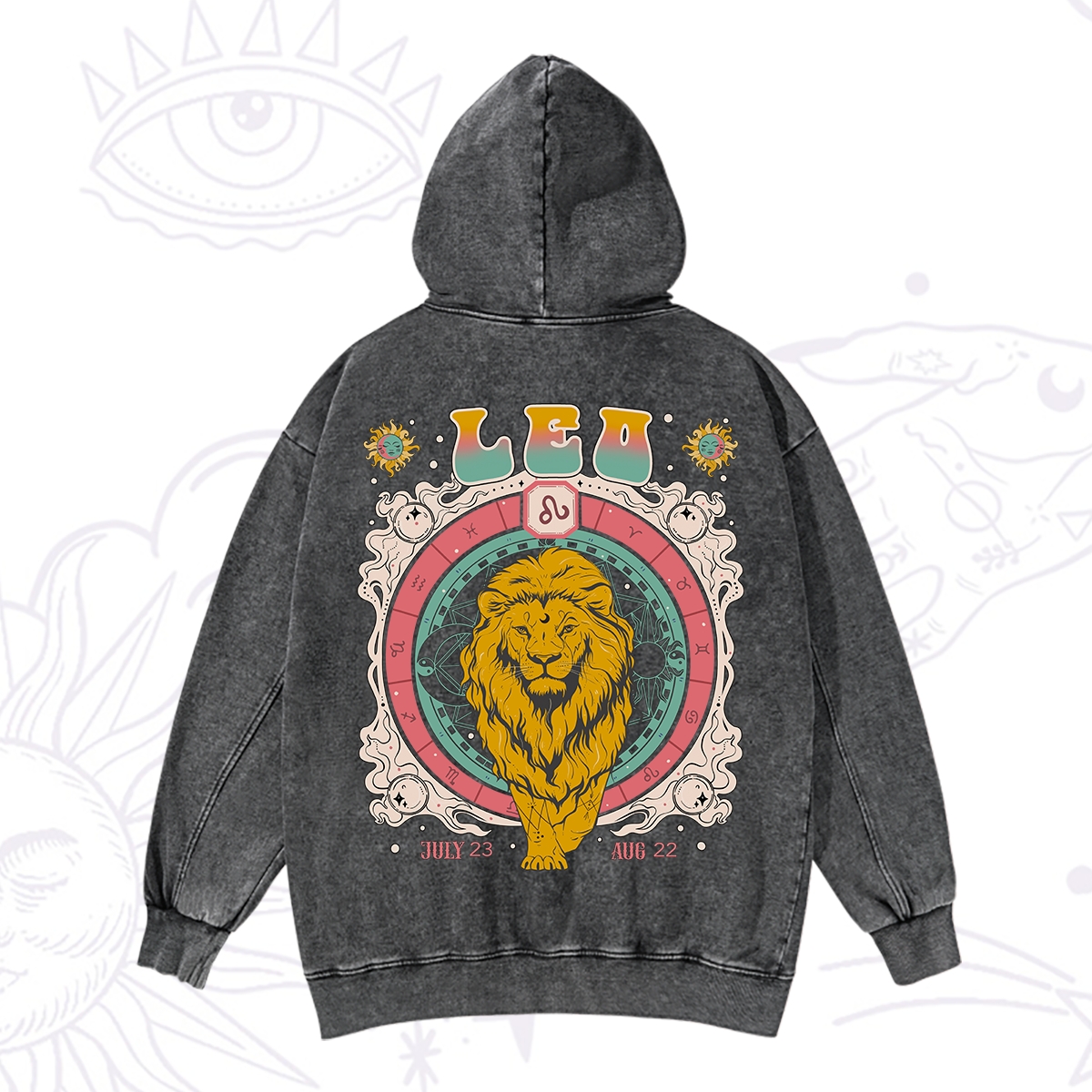 Purplehecate Leo Cosmic Zodiac Washed Hoodie