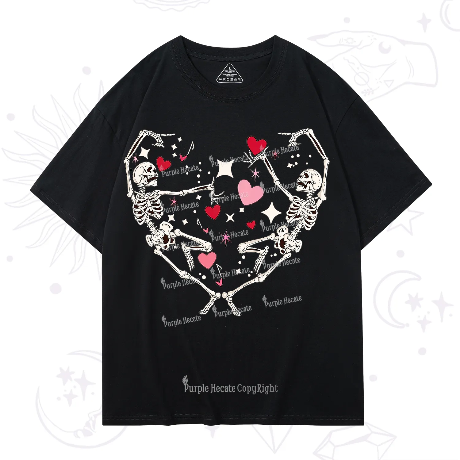 Purplehecate Skeleton Heart Lovers Valentine T-Shirt