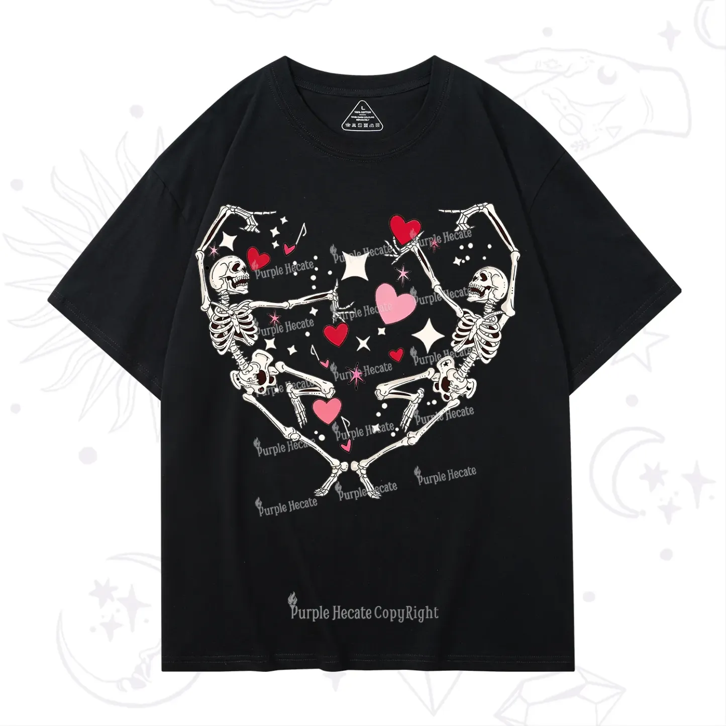 Purplehecate Skeleton Heart Lovers Valentine T-Shirt