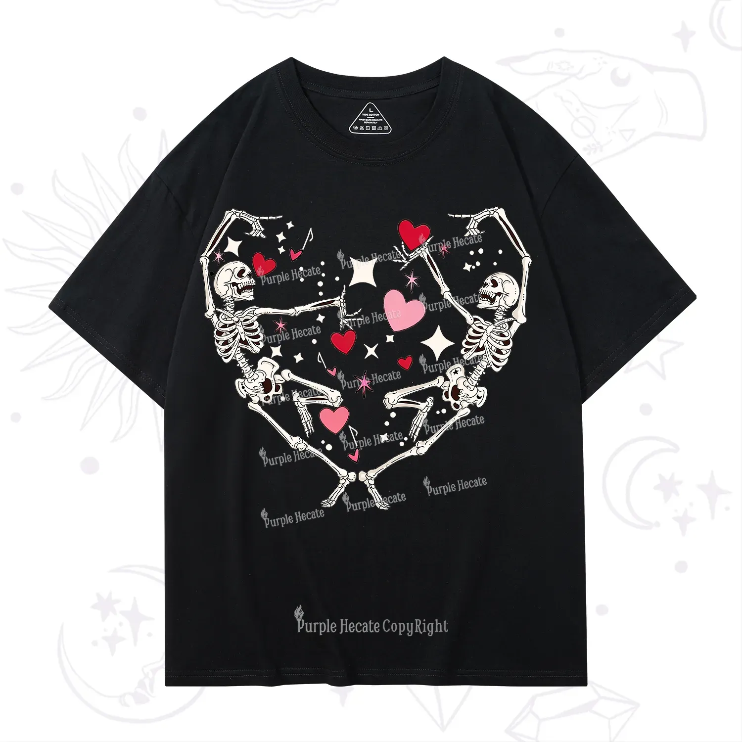 Purplehecate Skeleton Heart Lovers Valentine T-Shirt