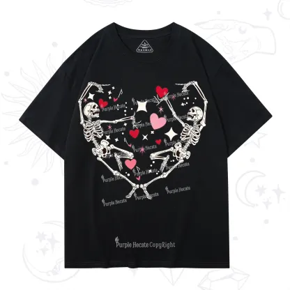 Purplehecate Skeleton Heart Lovers Valentine T-Shirt