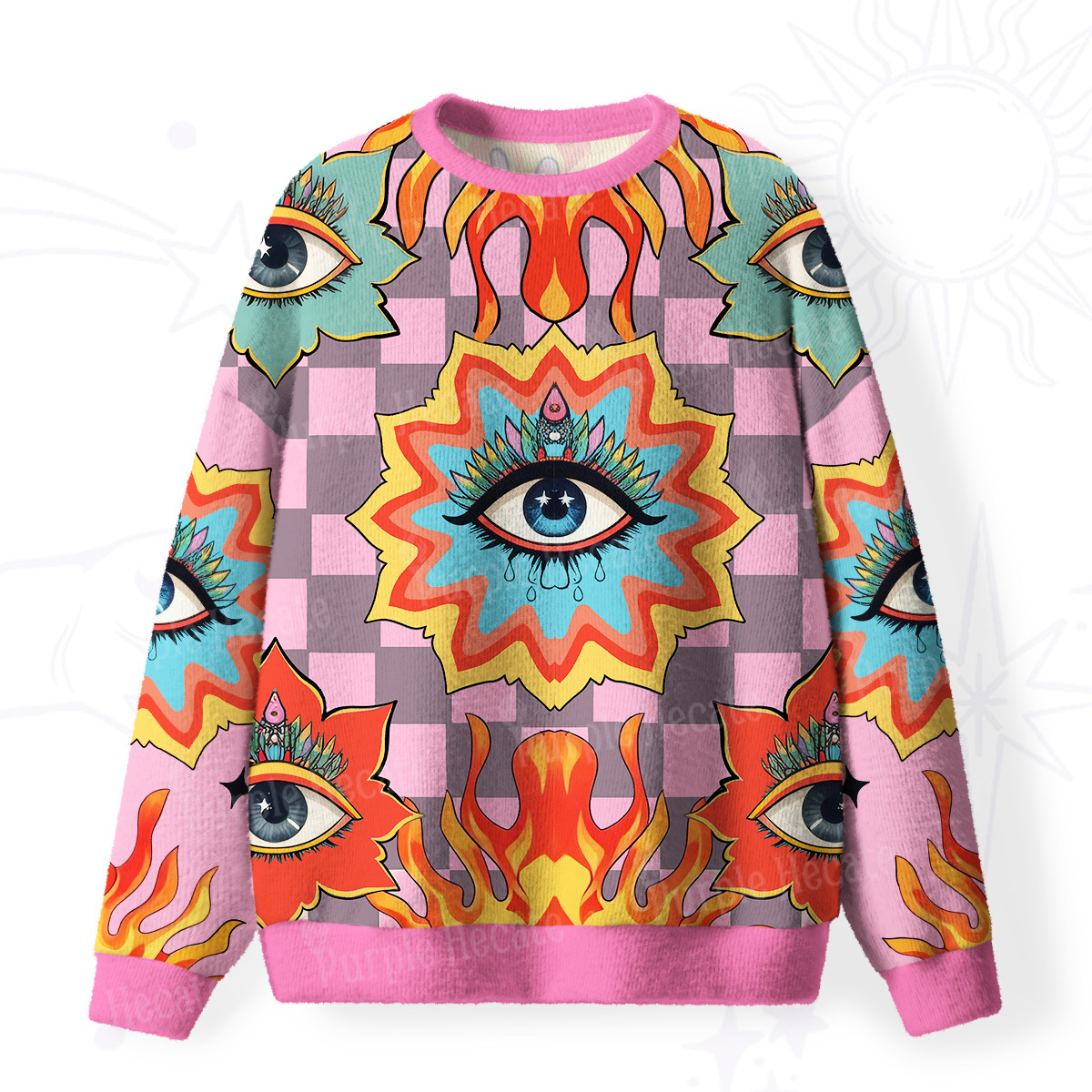 Purplehecate Awakening Flame Fuzzy Ugly Sweatshirt