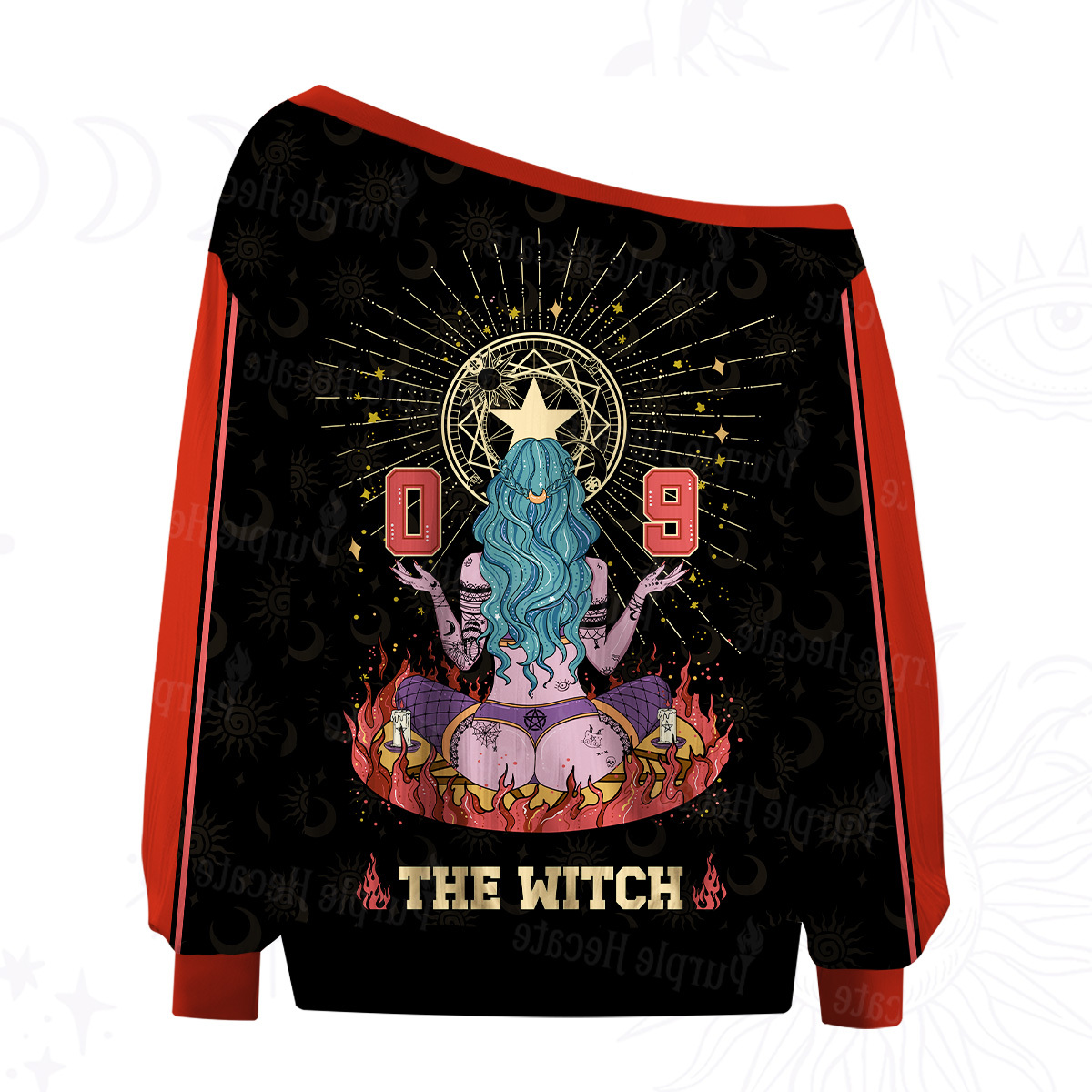 Purplehecate The Witch Off The Shoulder Graphic Jersey