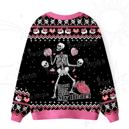 Purplehecate Don't Play With My Heart Ugly Cardigan Sweaters