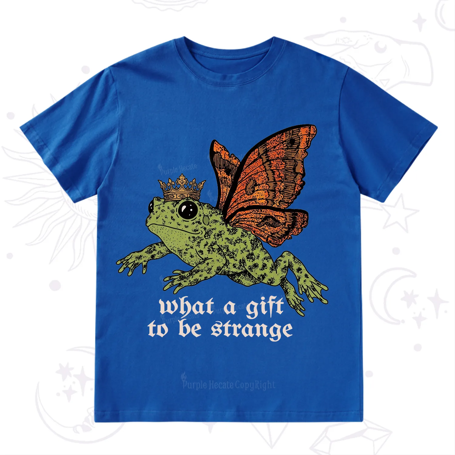 Purplehecate What a Gift to Be Strange Cat Frog T-Shirt