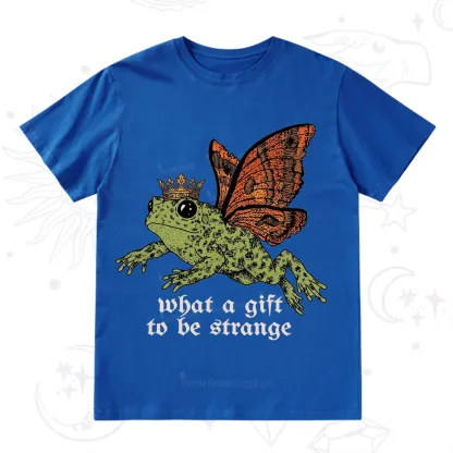 Purplehecate What a Gift to Be Strange Cat Frog T-Shirt