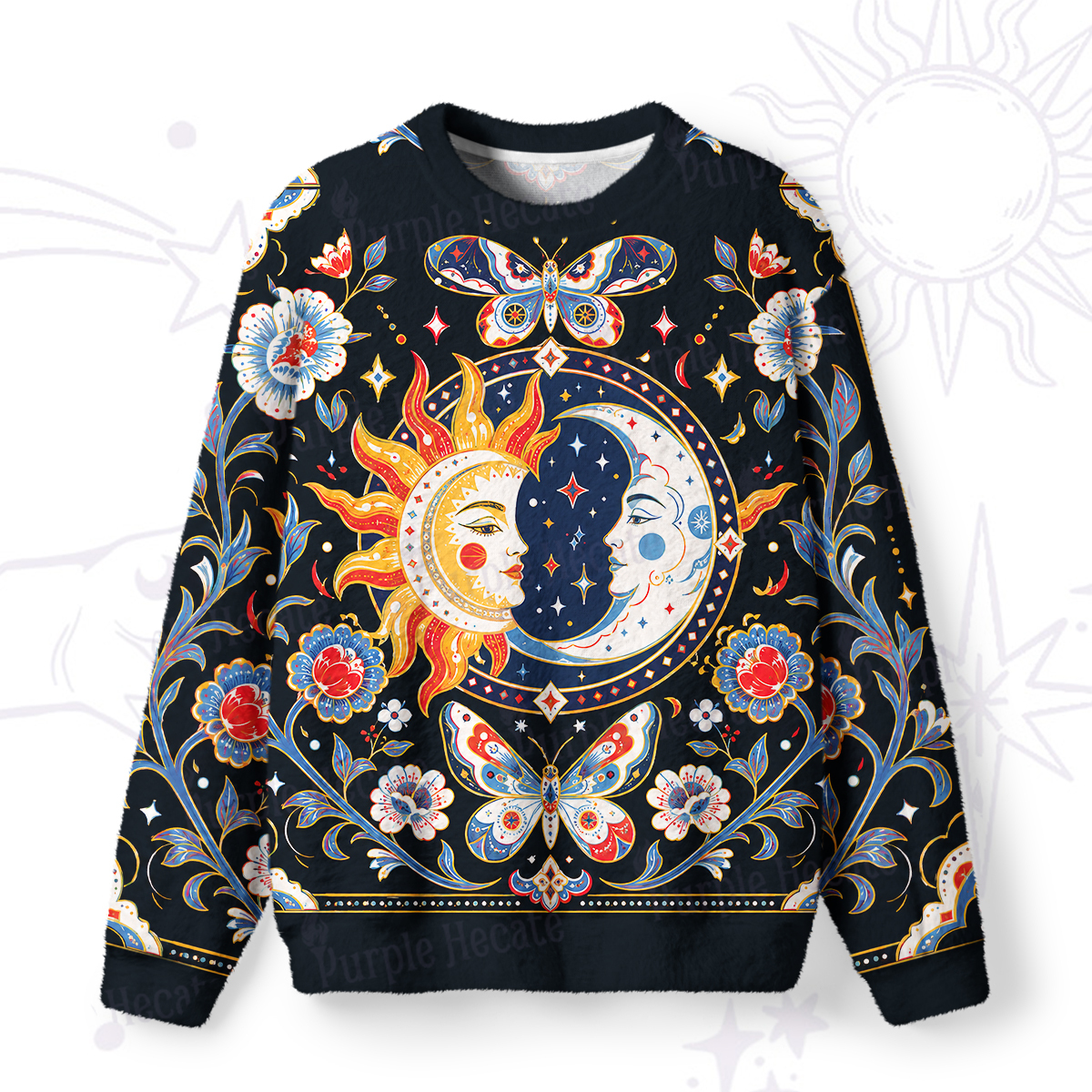 Purplehecate Kiss of Sun and Moon Fuzzy Ugly Sweatshirt