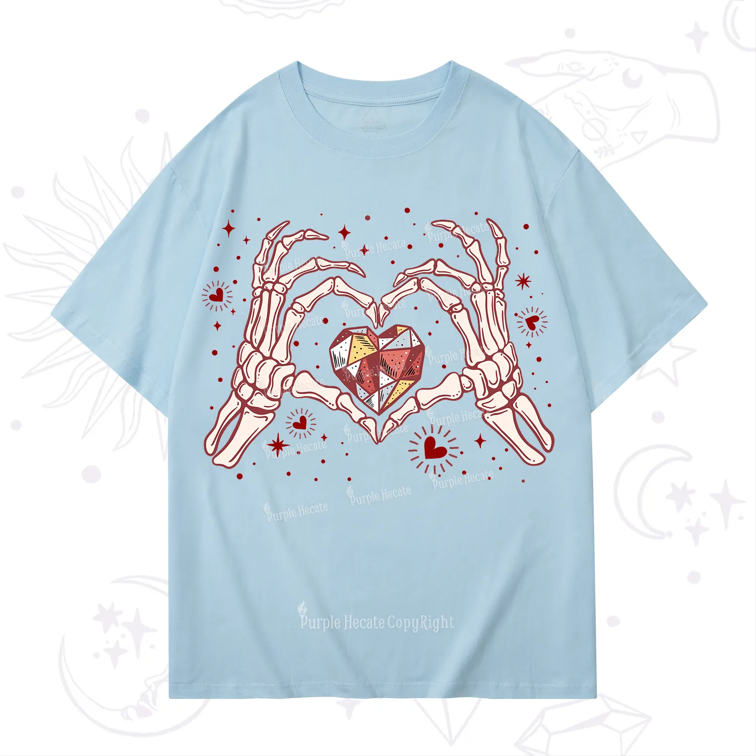 Purplehecate Skeleton Love Hands Valentine T-Shirt