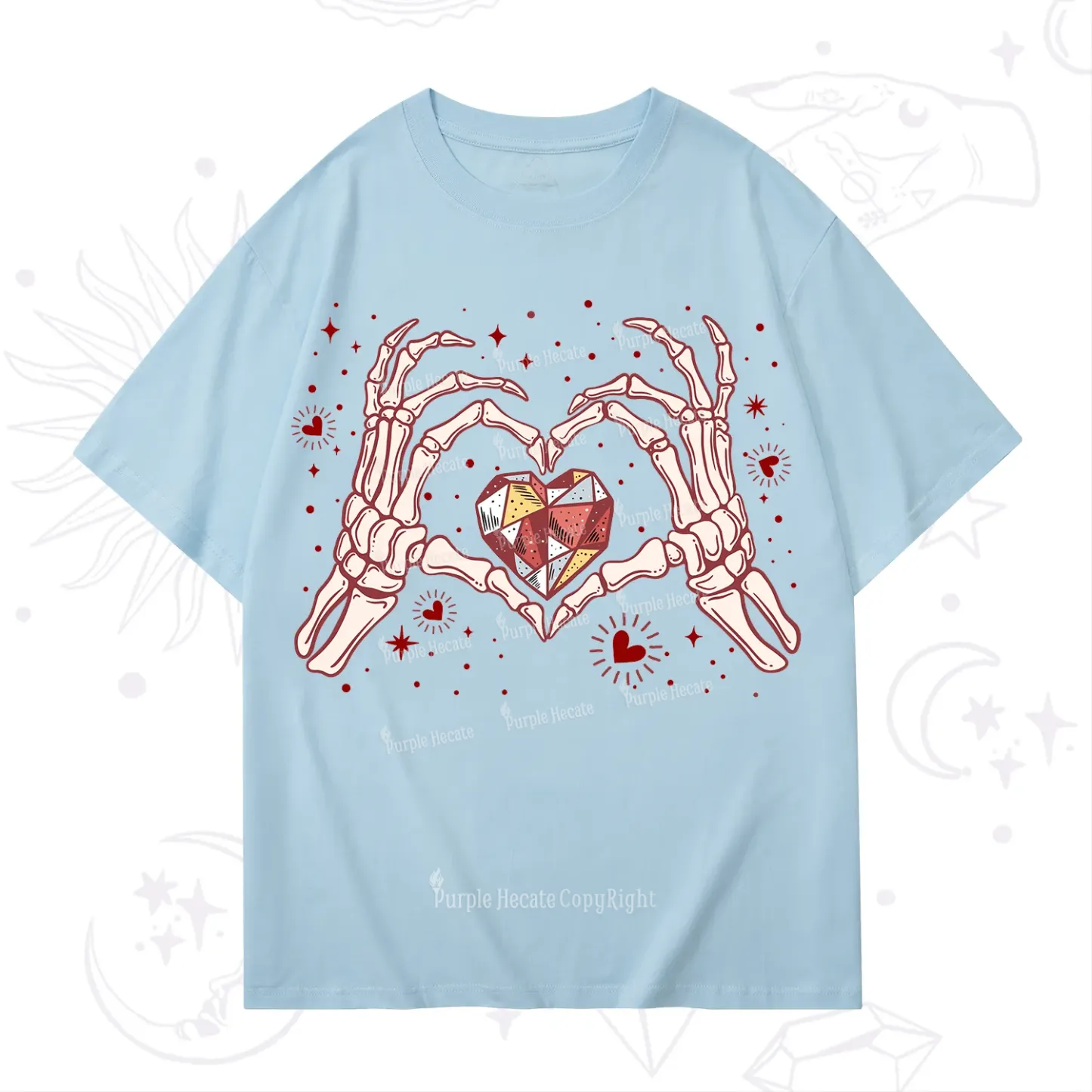 Purplehecate Skeleton Love Hands Valentine T-Shirt