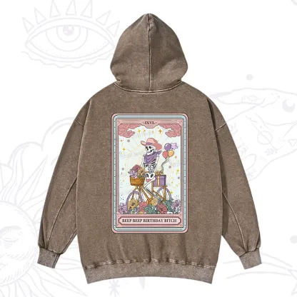 Purplehecate The Beep Beep Birthday Bitch Tarot Washed Hoodie