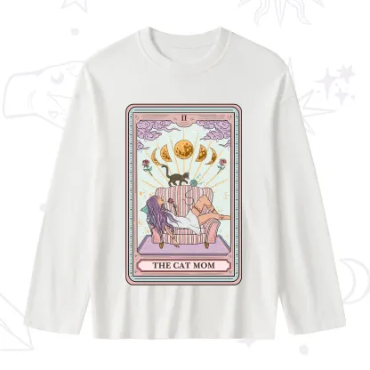 Purplehecate The Cat Mom Tarot Slub Long Sleeve T-Shirt