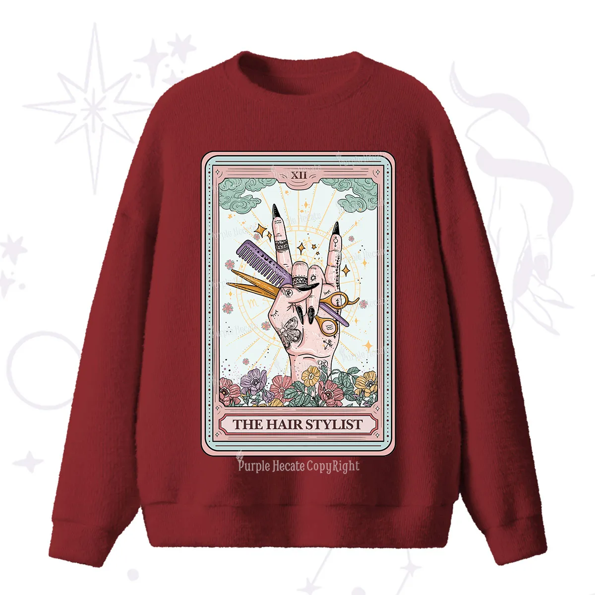 Purplehecate The Hair Stylist Tarot Fuzzy Ugly Sweater