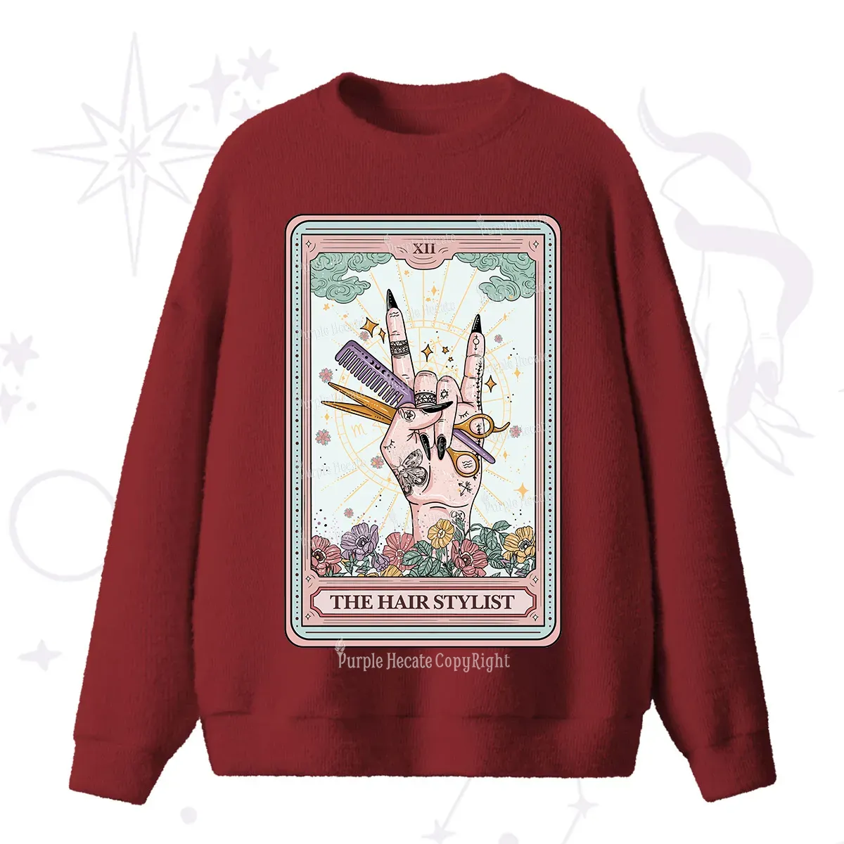 Purplehecate The Hair Stylist Tarot Fuzzy Ugly Sweater