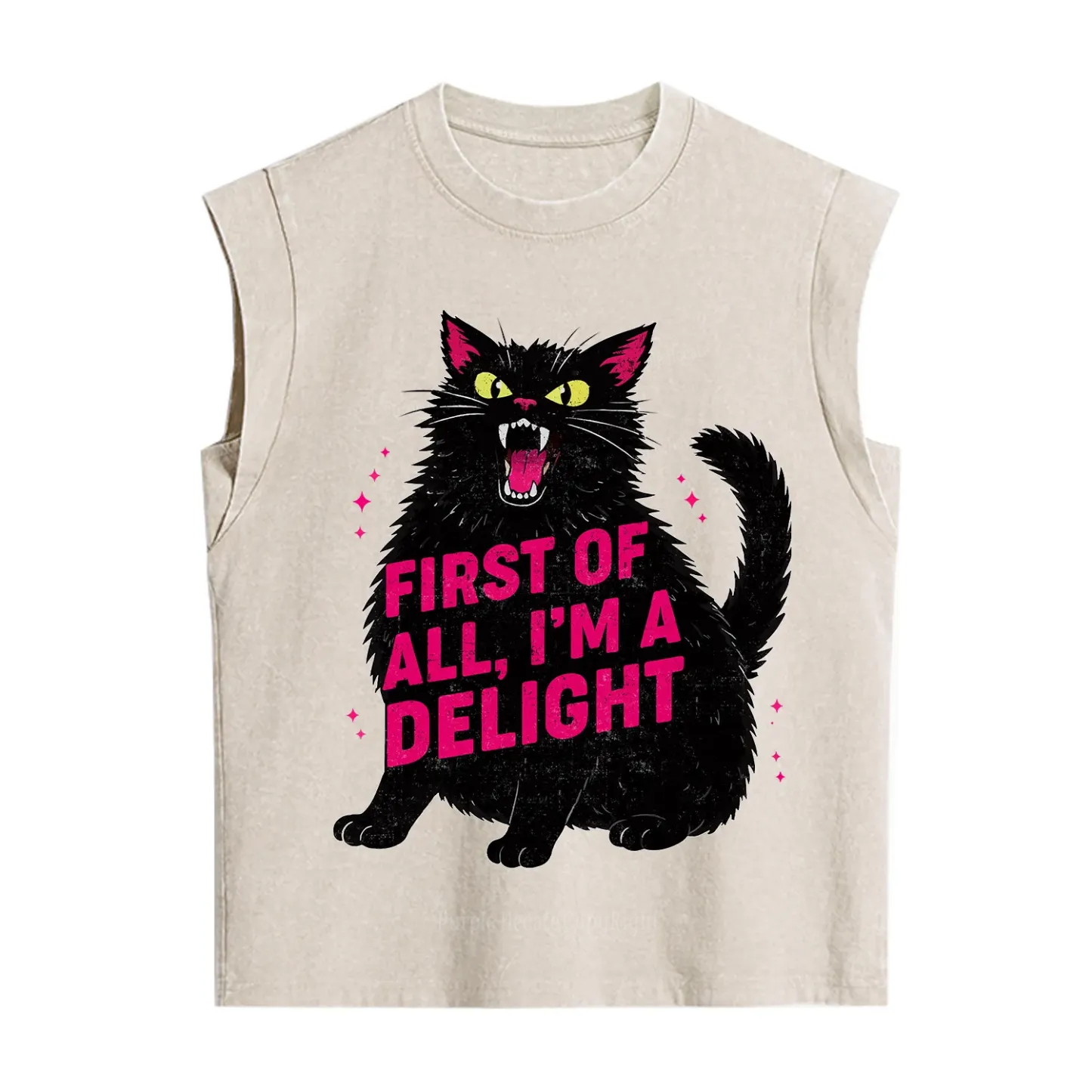 Purplehecate First Of All I'm A Delight Cat Vintage Washed Tank
