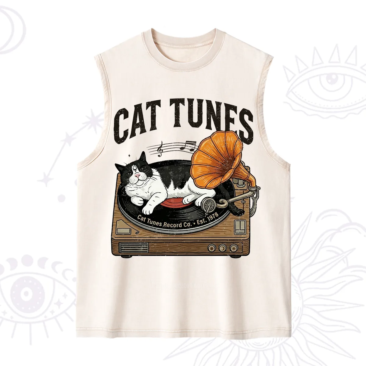 Purplehecate Cat Tunes Washed Tank