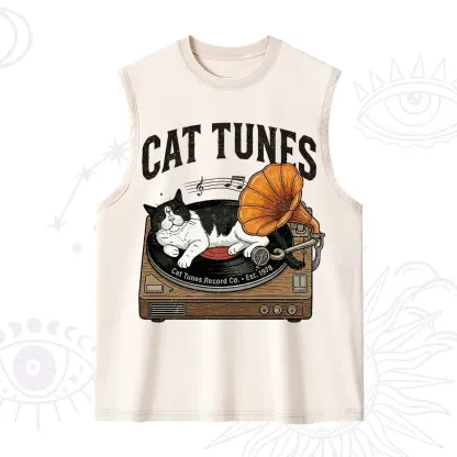 Purplehecate Cat Tunes Washed Tank