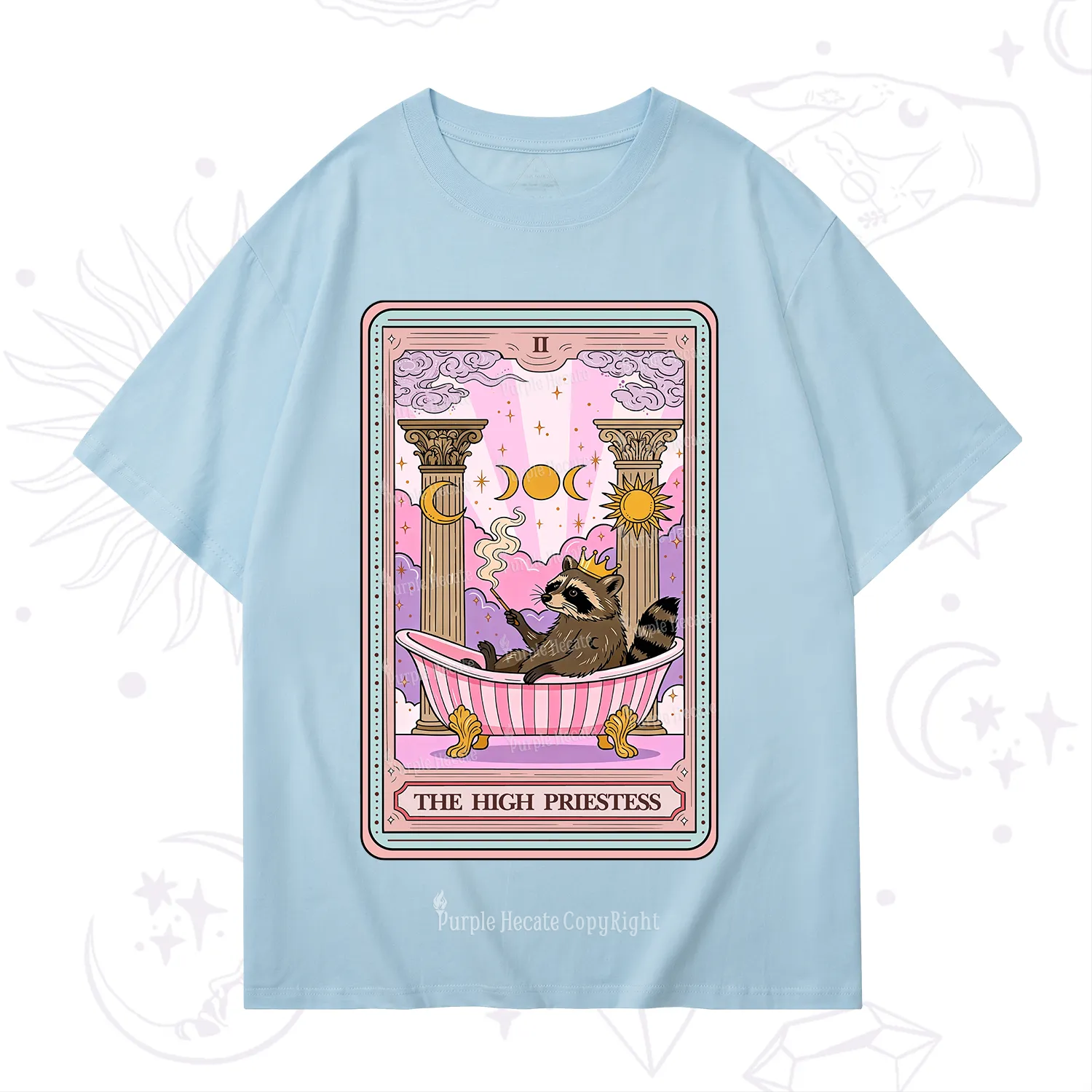 Purplehecate The High Priestess Raccoon Tarot T-Shirt