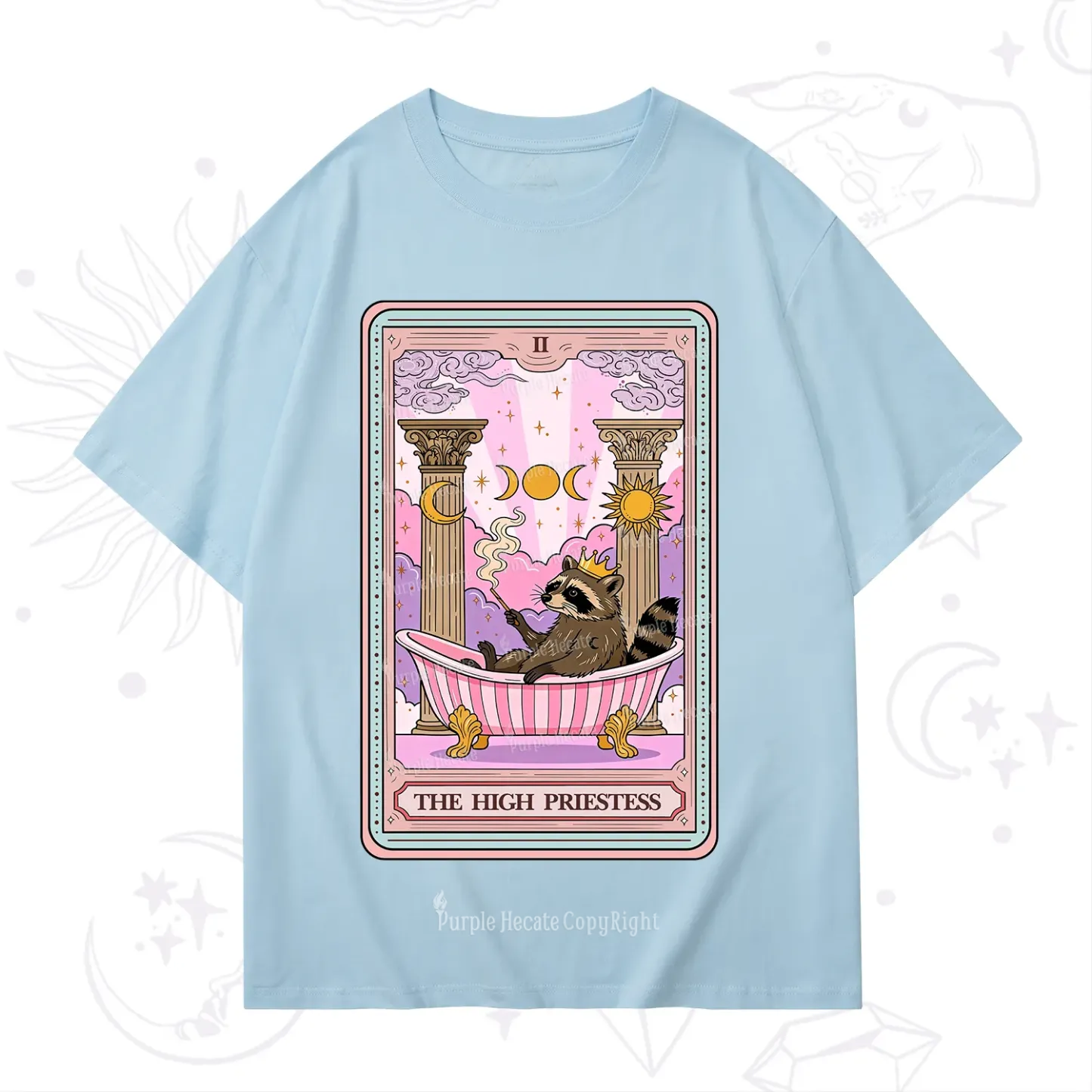 Purplehecate The High Priestess Raccoon Tarot T-Shirt