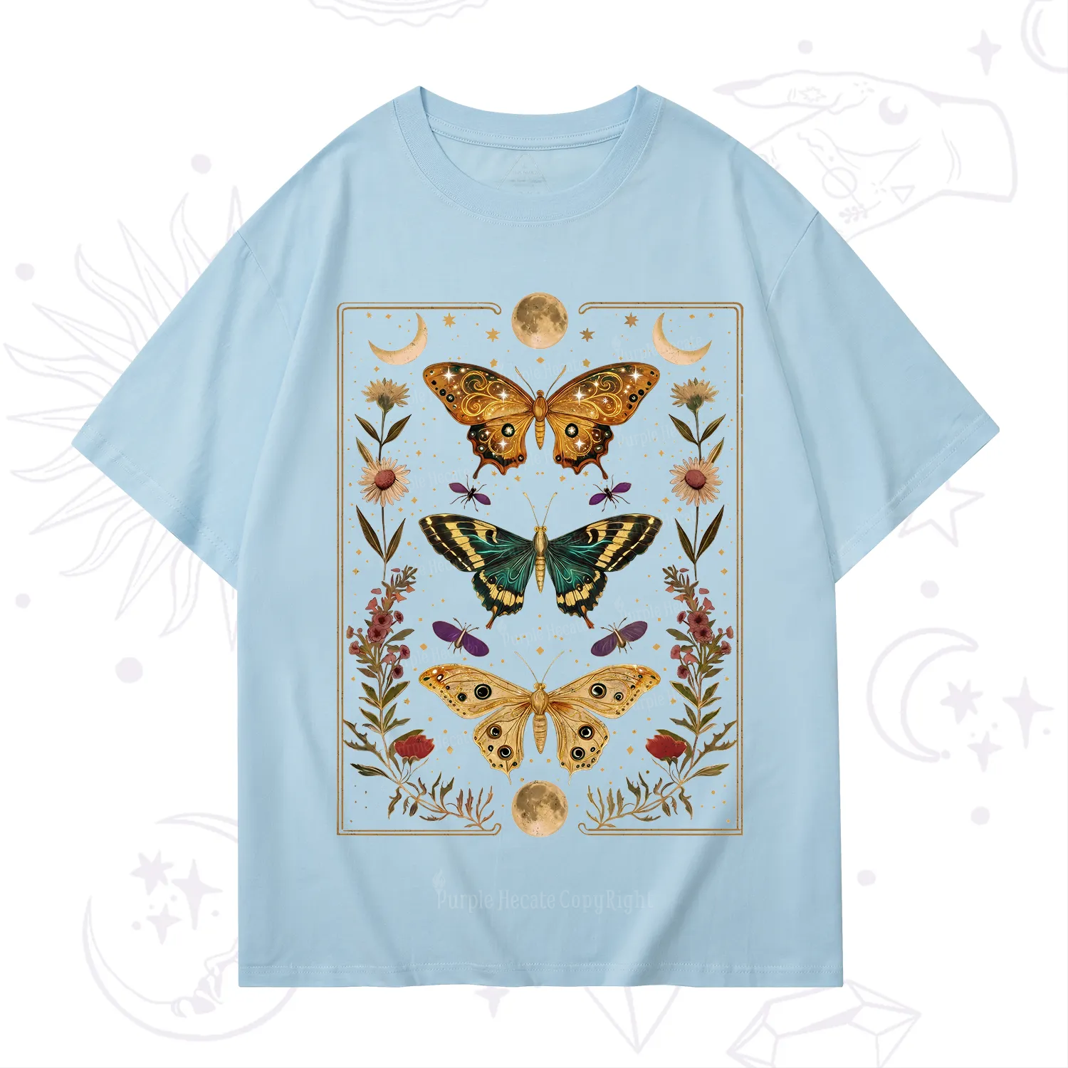 Purplehecate Sun and Moon Butterfly T-Shirt