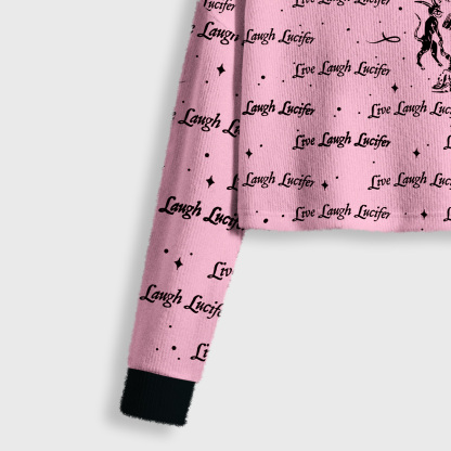 Purplehecate Live Laugh Lucifer Crop Fuzzy Ugly Sweatshirt