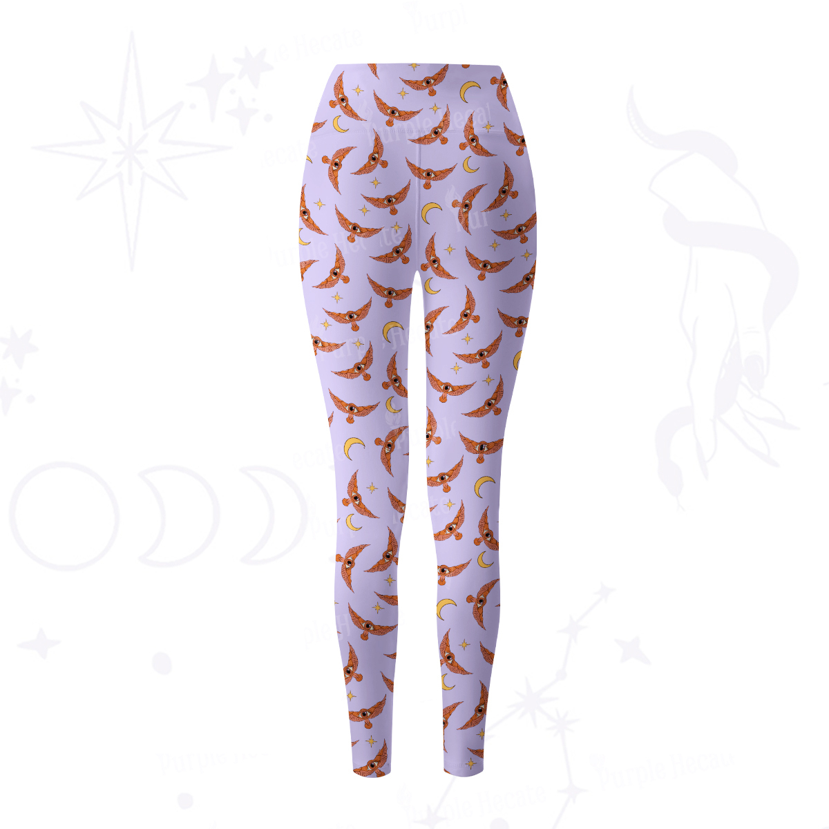 Purplehecate Moth and Moon Yoga Pants