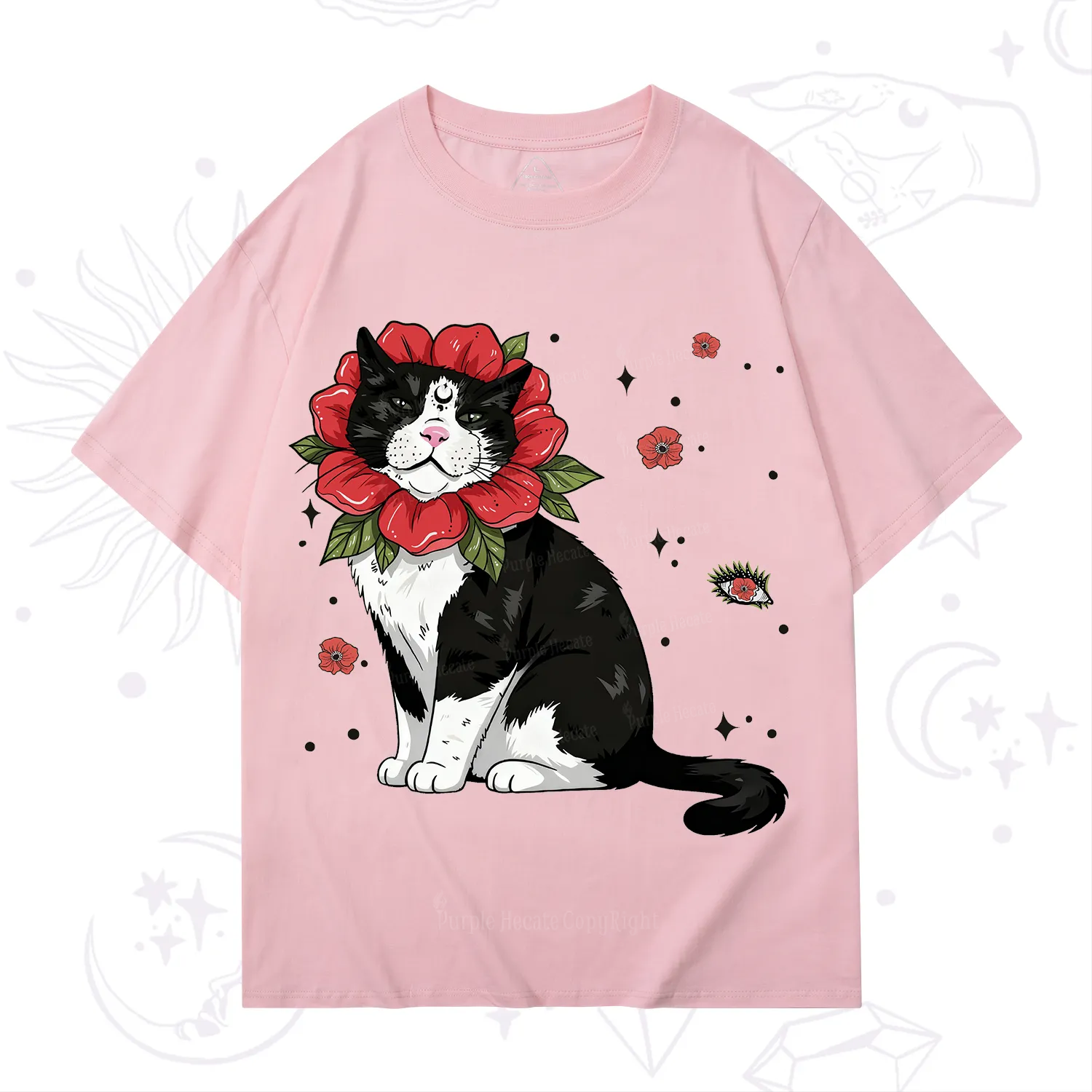Purplehecate Cat in Flower Crown T-Shirt