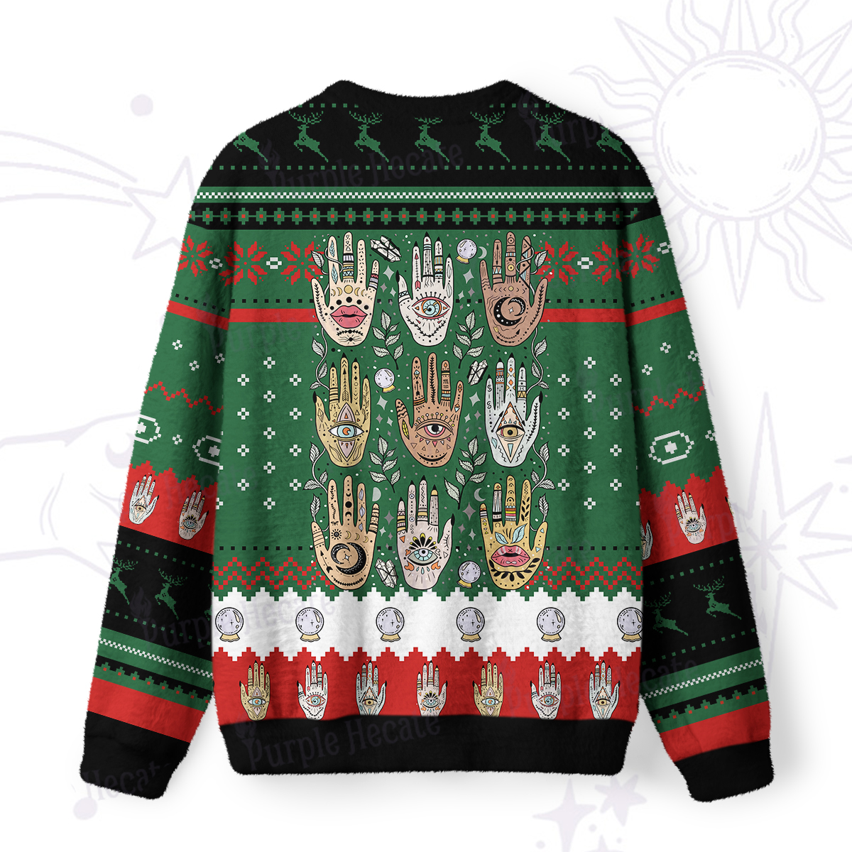 Purplehecate Helping Hands Ugly Christmas Sweatshirts