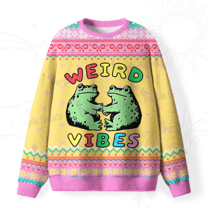 Purplehecate Weird Frog Vibes Fuzzy Ugly Sweatshirt