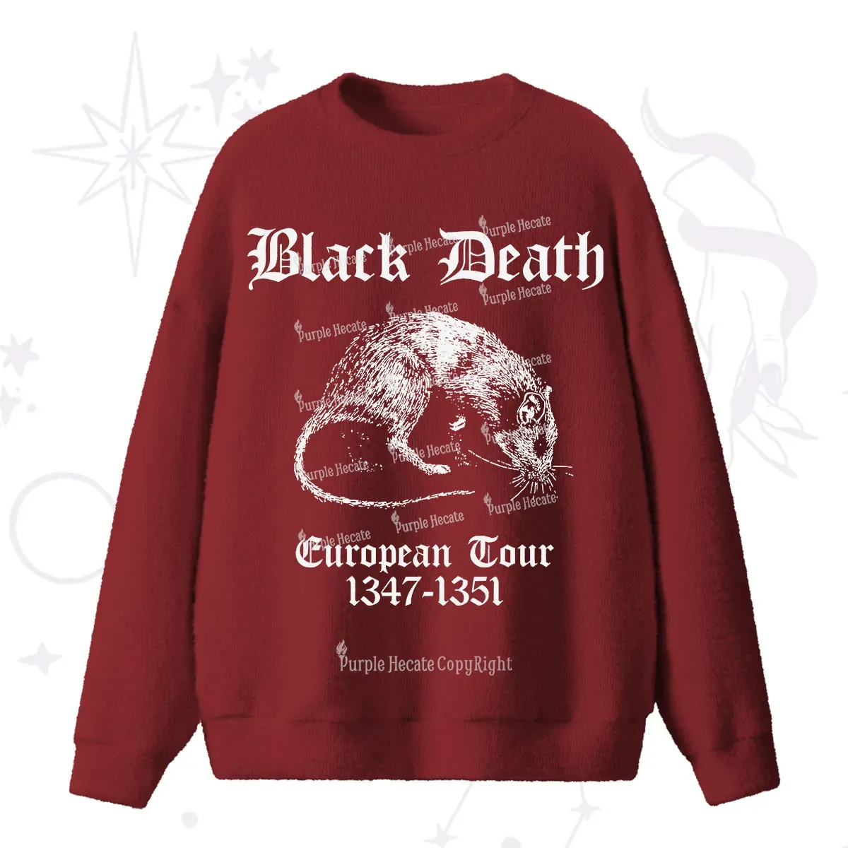 Purplehecate Black Death European Tour Fuzzy Ugly Sweater