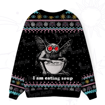 Purplehecate Mothman Eating Soup Ugly Cardigan Sweaters