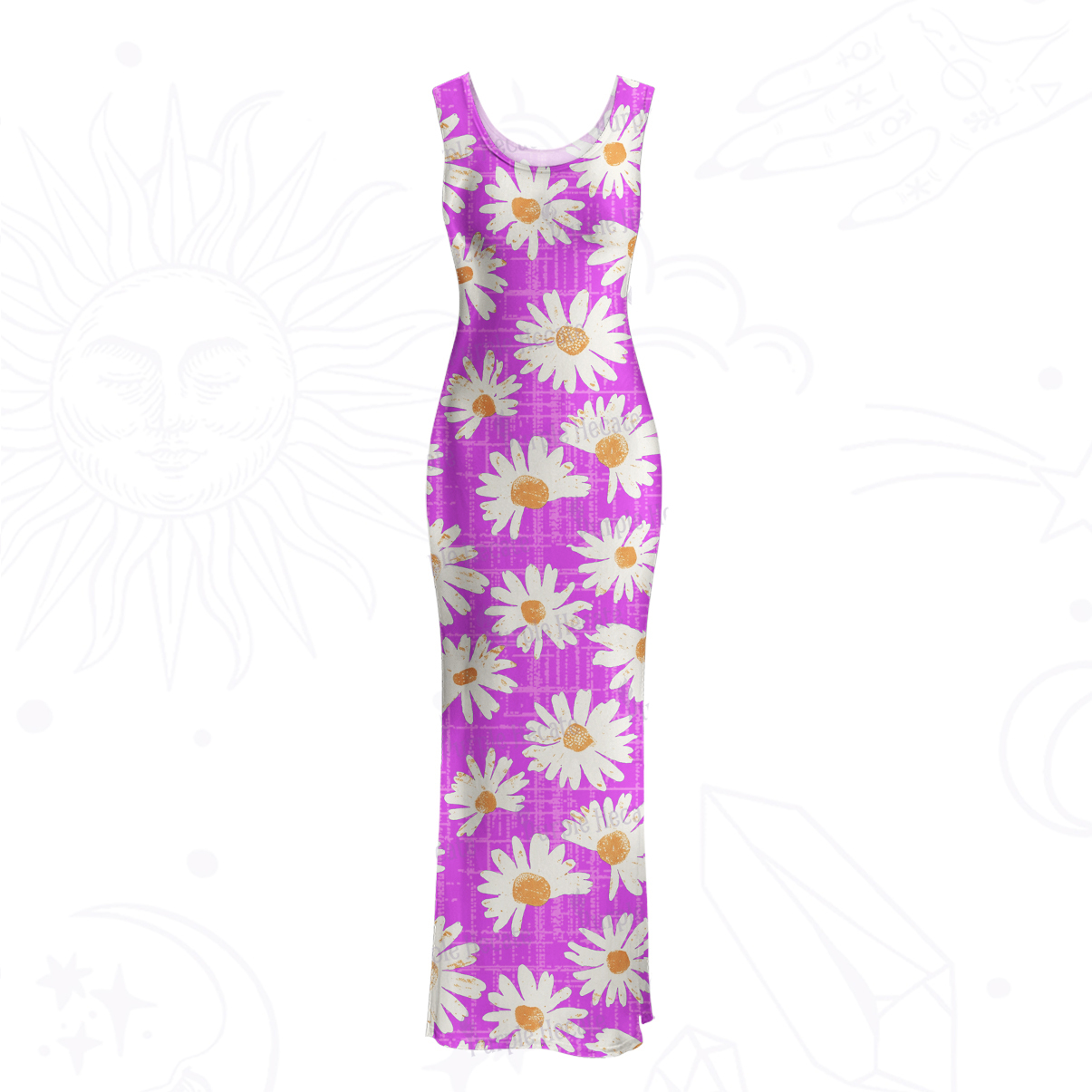 Purplehecate Daisy Daydream Mesh Maxi Tank Beach Dress