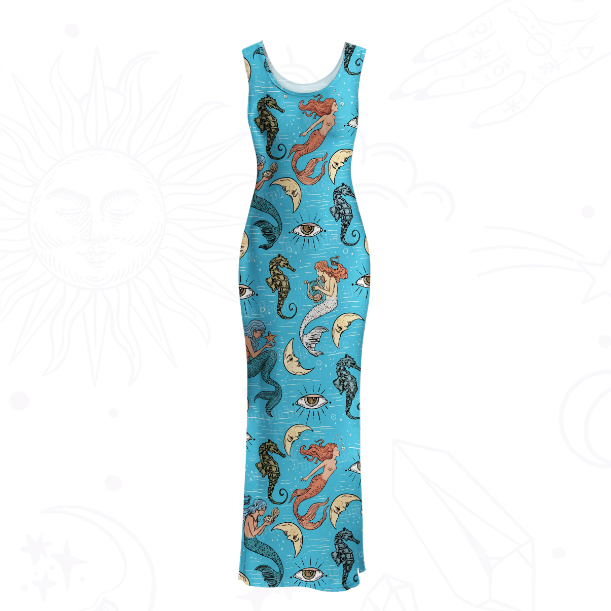 Purplehecate Mermaid Magic Mesh Maxi Tank Beach Dress